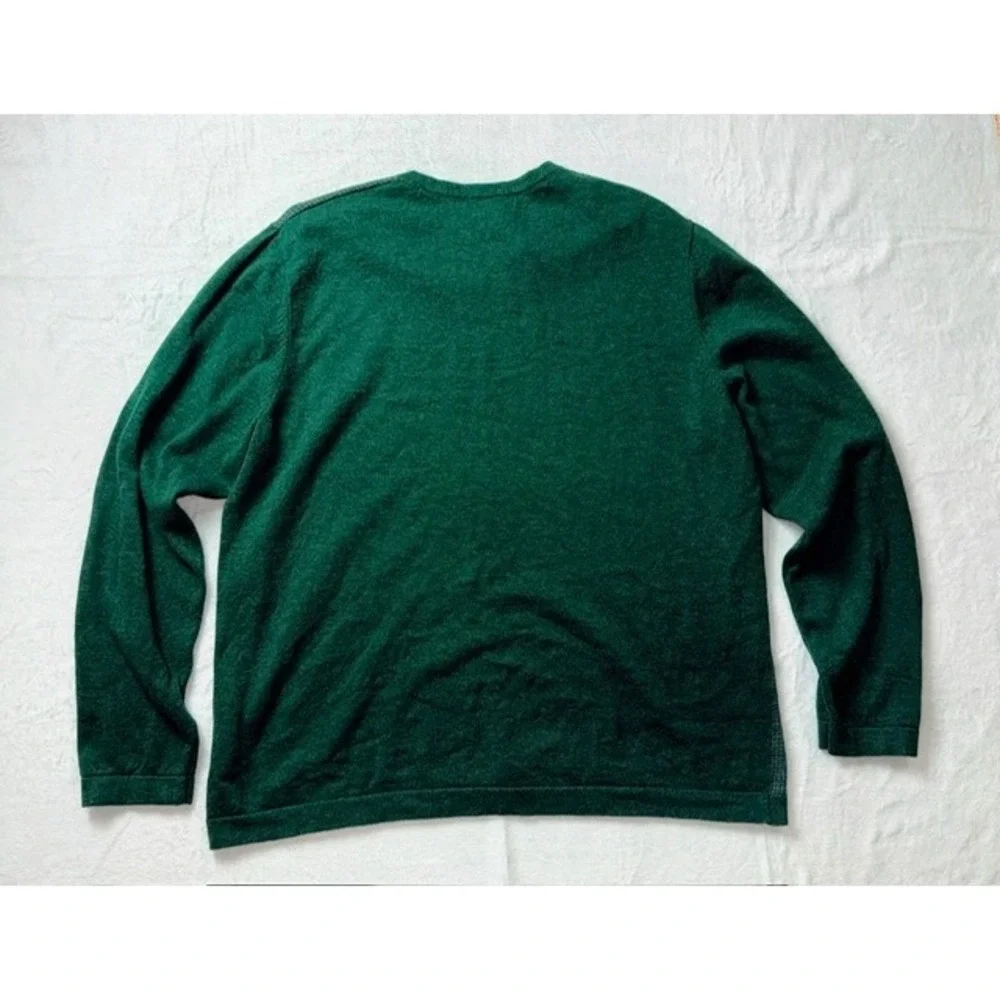 Banana Republic Men's XXL‎ V-Neck Long Sleeve Sweater Green Houndstooth Winter